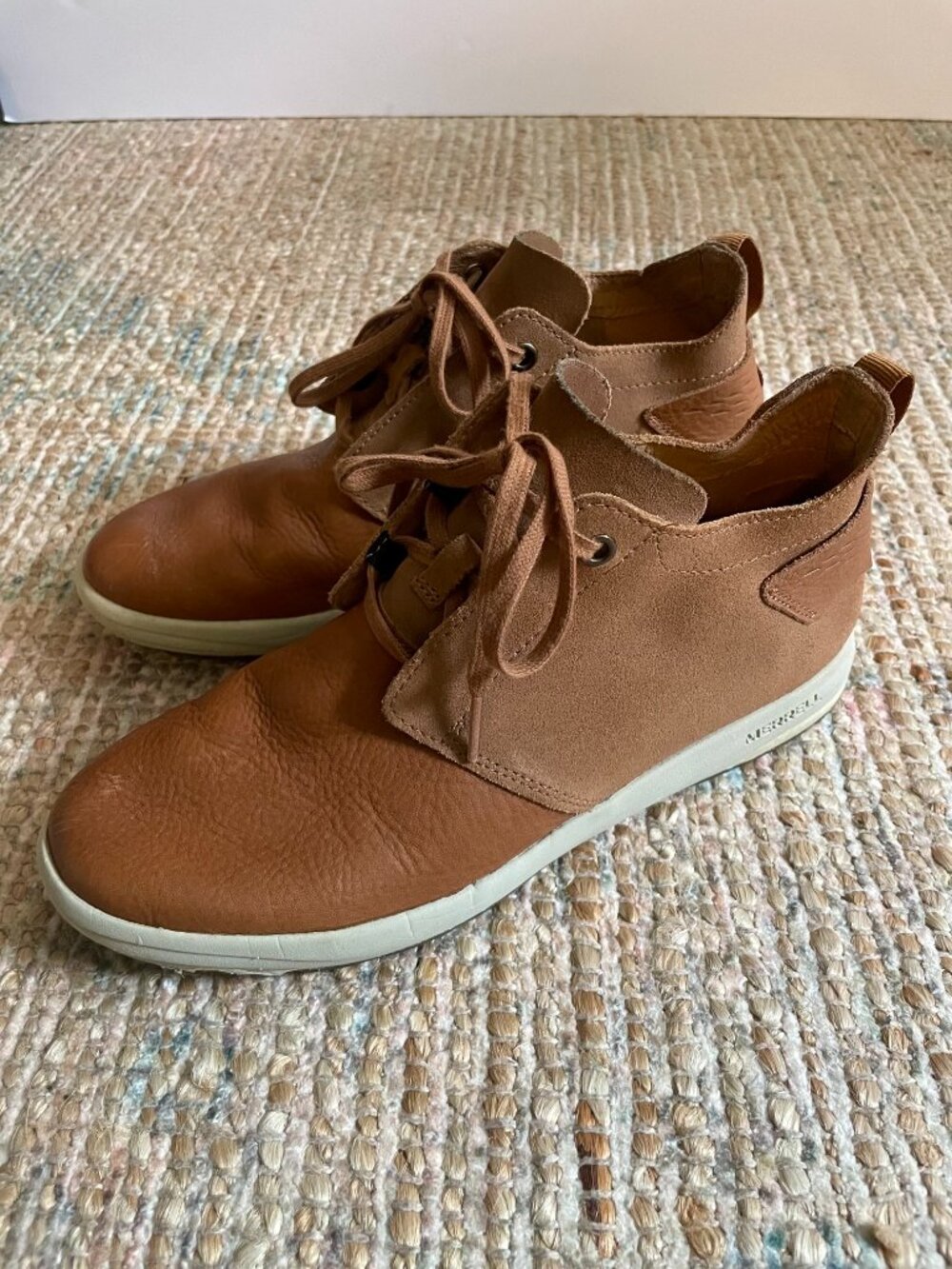 Merrell Gridway Mid Leather Suede Chukka Sneakers Brown Womens Size 9 EUC